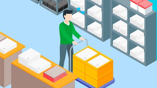 オフィス内のメール便室の仕分け・配達